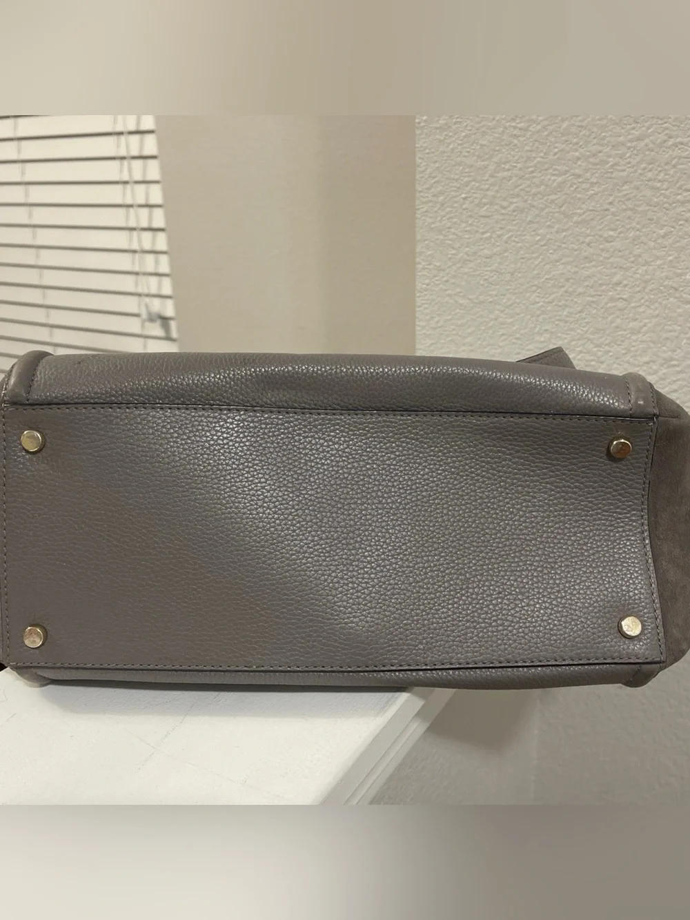 kate spade Pebbled Leather Tote in Charcoal with Suede Sides
